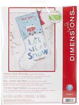 Dimensions Counted Cross Stitch Let It Snow Personalized Christmas Stocking Kit, 14 Count White Aida Cloth, 16