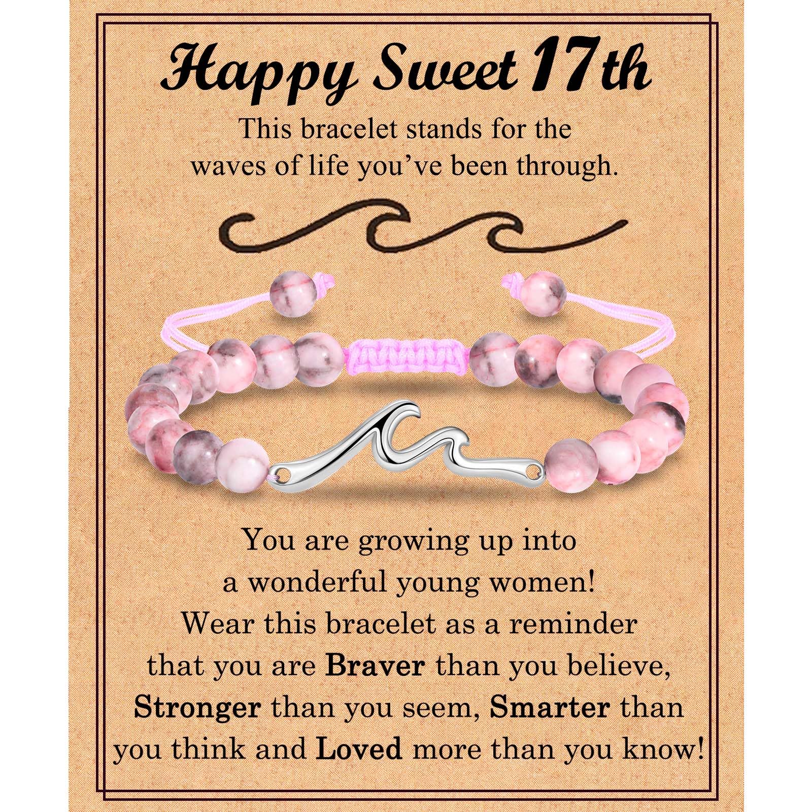 13 14 15 16 17 18 21 Year Old Birthday Gifts for Girls, Wave Birthday Bracelet Gifts with Birthday Card for Teen Girls Her Daughter Granddaughter Niece Friends