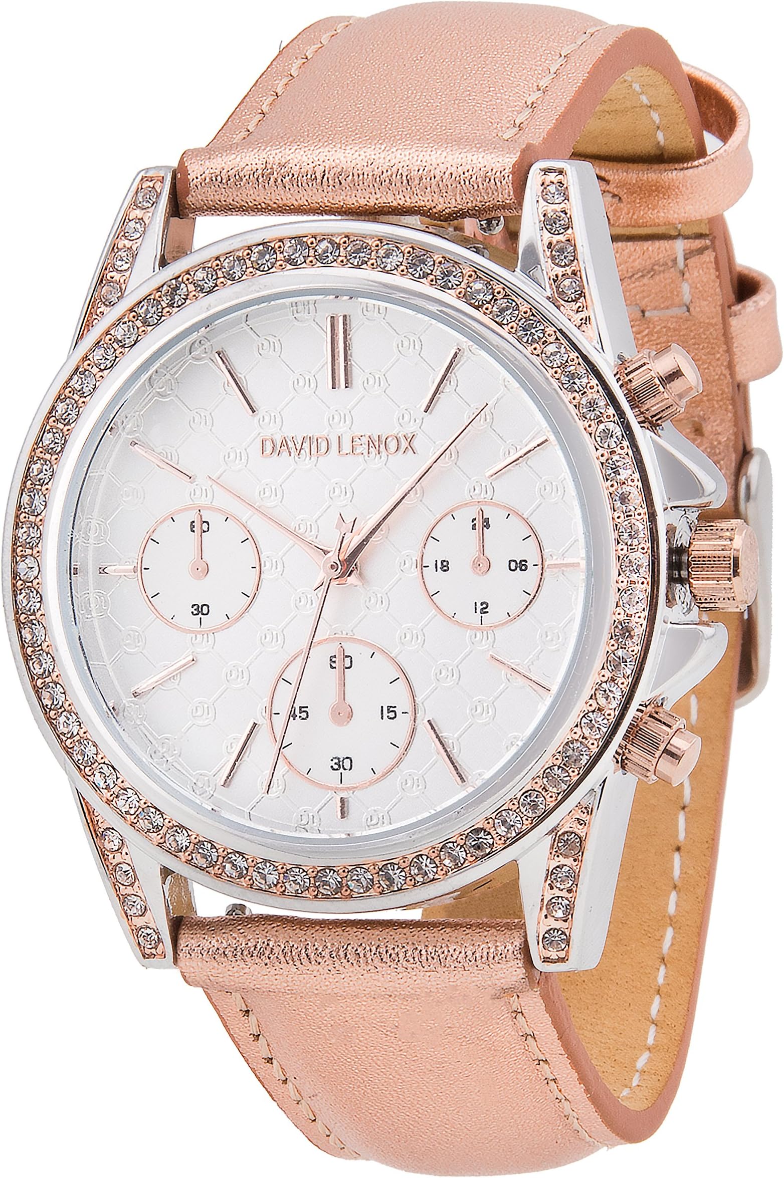 David Lenox dual tone women's watch with real leather strap style DL0229