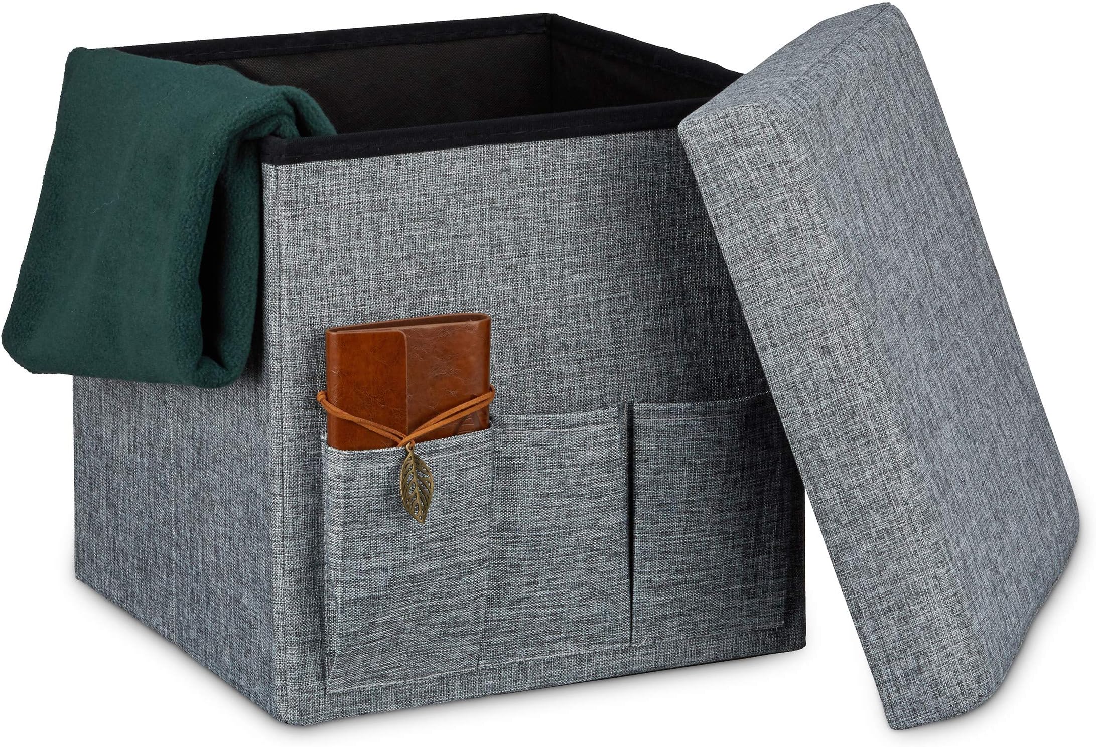 Relaxdays Faltbarer Sitzhocker sechseckig mit Stauraum und Deckel zum ...