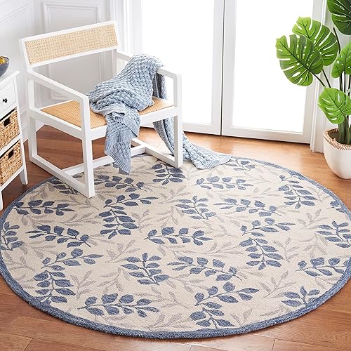 Safavieh Jardin Collection JAR752A - Alfombra redonda de lana contemporánea hecha a mano para entrada, vestíbulo, sala de estar, dormitorio, cocina,