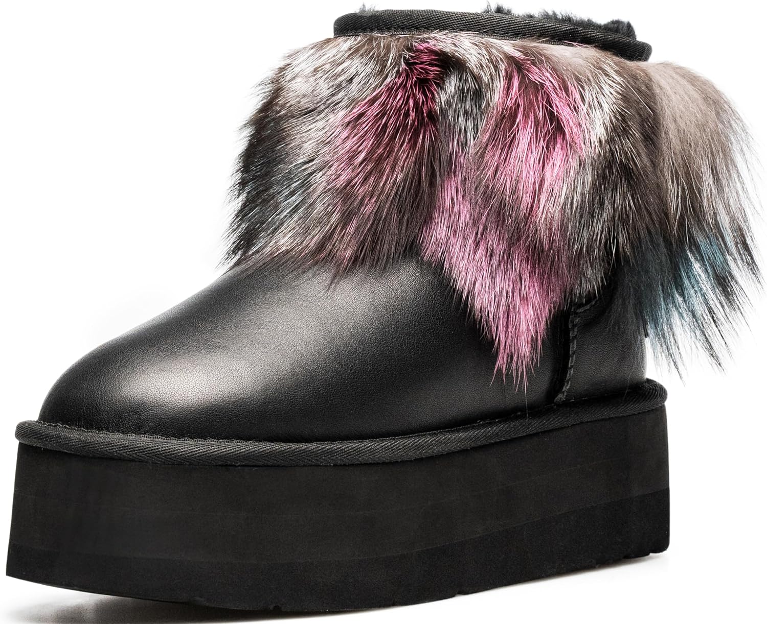 AU&MU Aumu Womens Short Winter Snow Boots Classic Thermal Fur Boot Furry Fluffy Warm