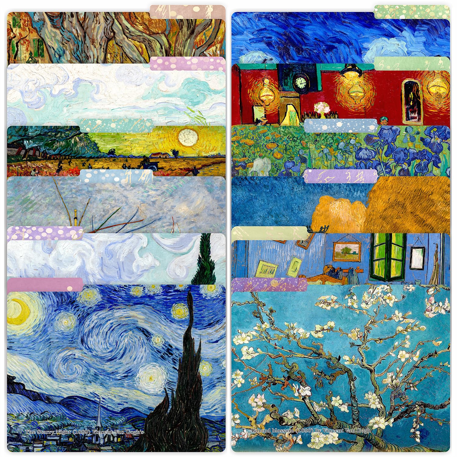 PARTH IMPEX 12 Pack Vincent Van Gogh Decorative File Folders, Letter Size