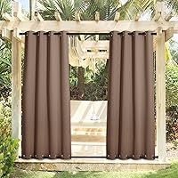 Vista 85 de NICETOWN Cortinas grises para exteriores para patio, impermeables, 2 paneles, resistentes al viento, a prueba de óxido, ojales superiores e