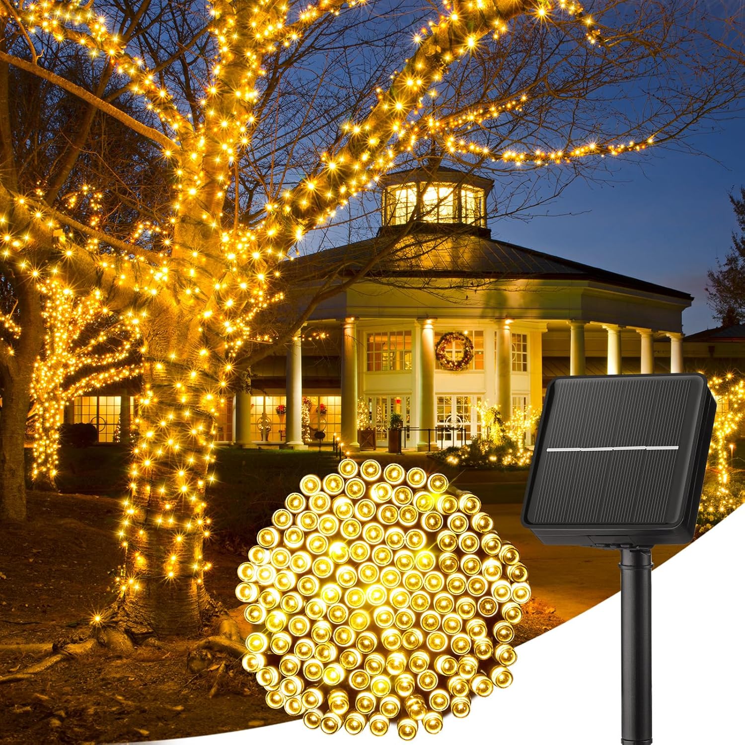 Minetom Solar String Lights Outdoor Waterproof- 40 FT 100 LED Solar Powered String Lights with 8 Lighting Modes