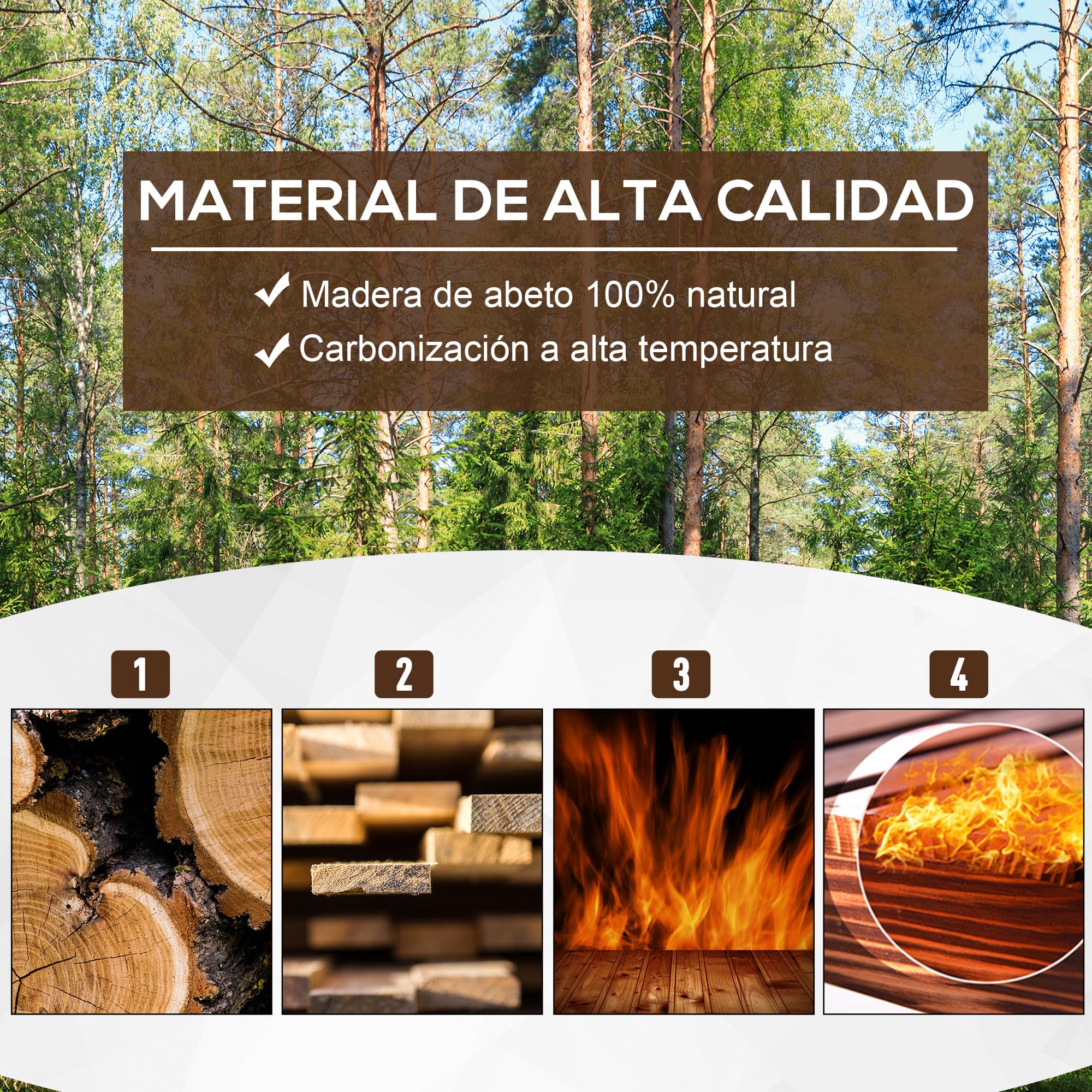 Outsunny Jardinera Exterior Grande de Madera 120x40x40 cm Carbonizada | Huerto Urbano Elevado, Fondo Abierto, Cultivar Plantas Flores Hierba, Macetero Exterior Rectangular, Jardín Terraza
