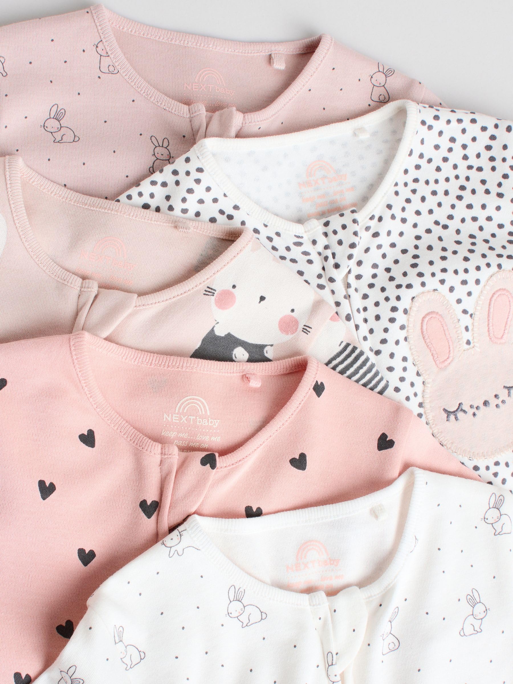 NEXT Bebés niña Pack de 5 Pijamas Tipo Pelele para bebé con conejitos