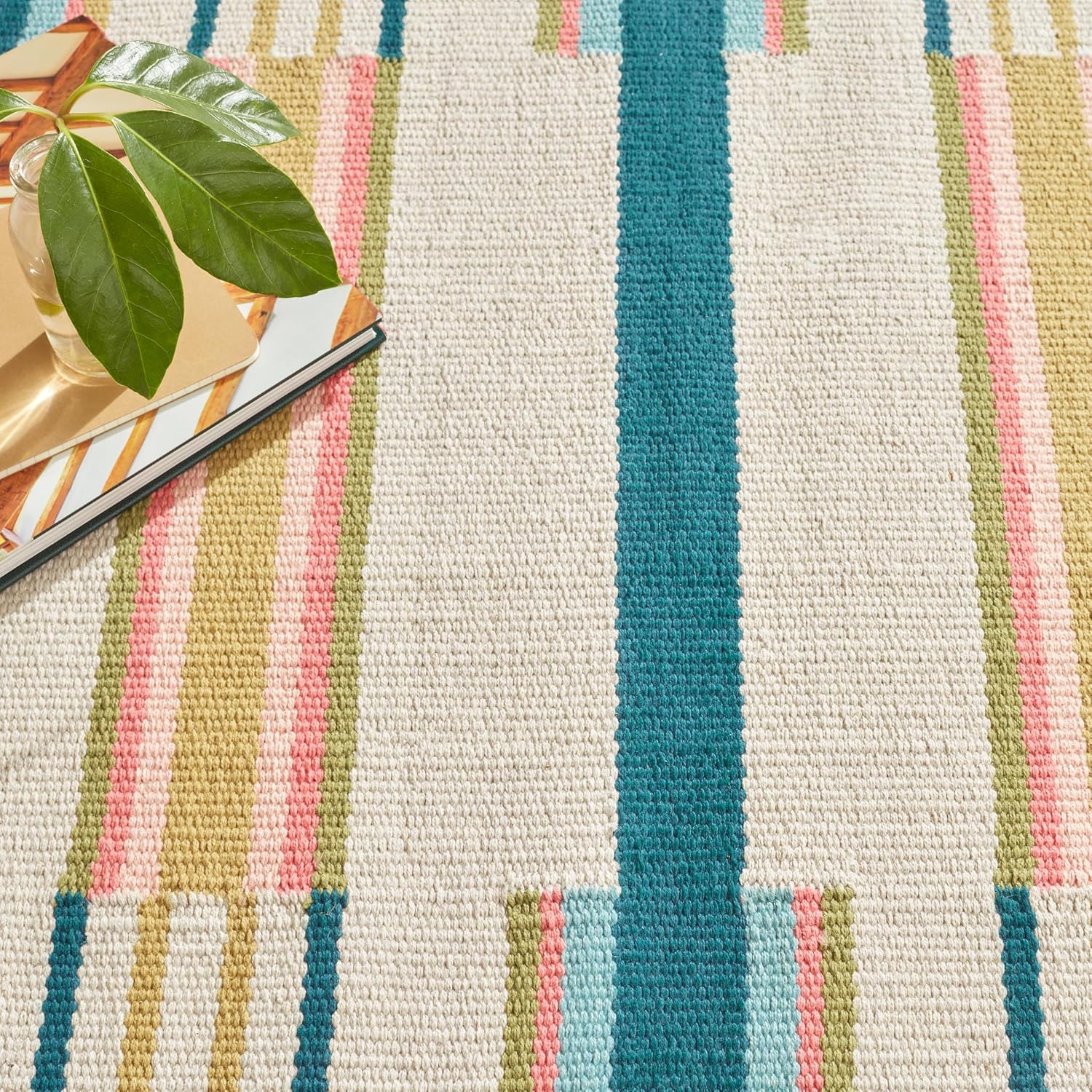 Dash & Albert Everly Multi Handwoven Cotton Rug, Runner-2.5 X 8 Feet, Multi Geometric Pattern - Premium Luxury Hotel Quality Soft Breathable Hypoallergenic Machine Washable Easy Care All Season