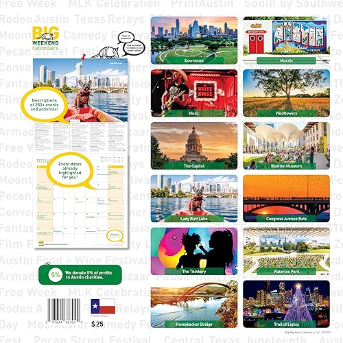 Miniatura 2 de Calendario de pared de eventos de Austin Texas 2024 más de 250 fechas y actividades de eventos de Austin ya están en tu calendario!