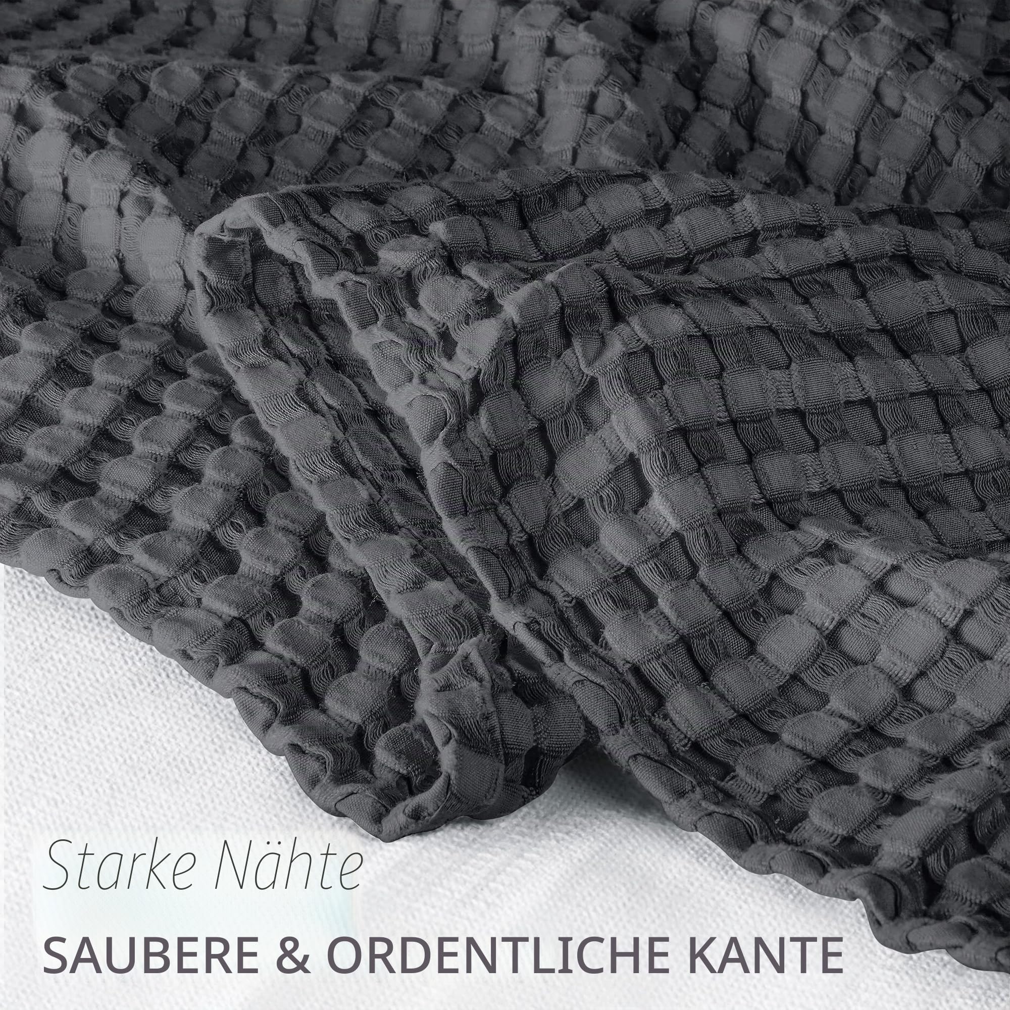 Utopia Bedding 100% Baumwolle Waffeldecke KuschedeckeSM (Anthrazitgrau - 274 x 228 cm) weiche leichte – Bild 3