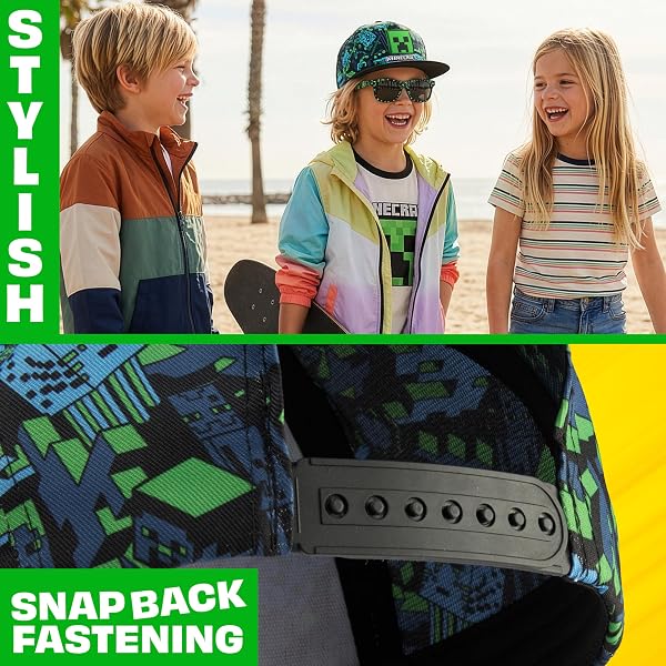 Get Trend Minecraft | Fortnite | Super Mario | Spongebob Boys Baseball Cap Sunglasses Sets, Adjustable Hat 100% UV Shades - 3