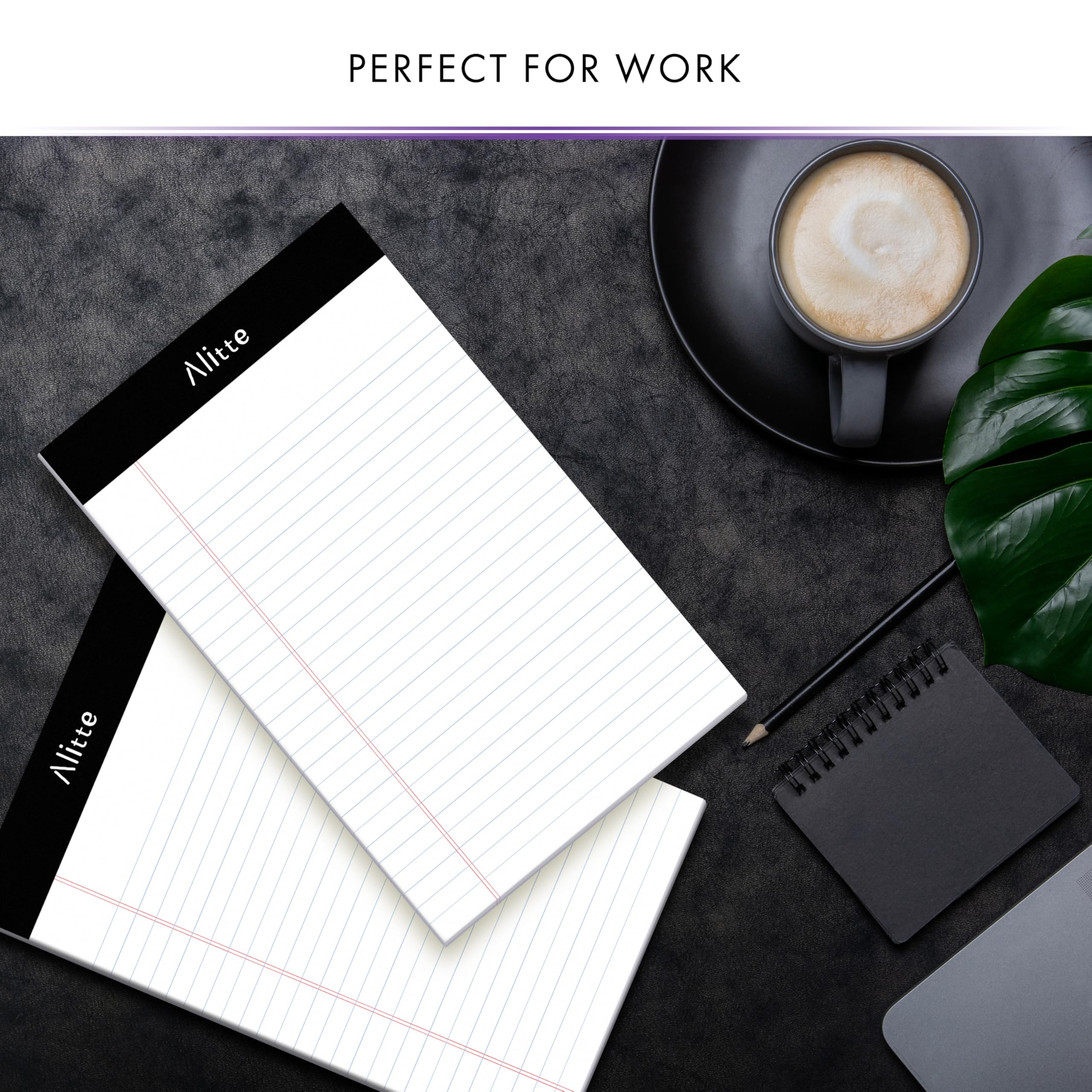 Alitte Legal Notepads 5x8, Pack of 12 - Perforated Narrow Ruled Writing Pad - Premium Thick Paper, No Ink Bleeding - Blank Legal Pads For Home, Office, School, Business - 50 Sheets Per Notebook - Image 4
