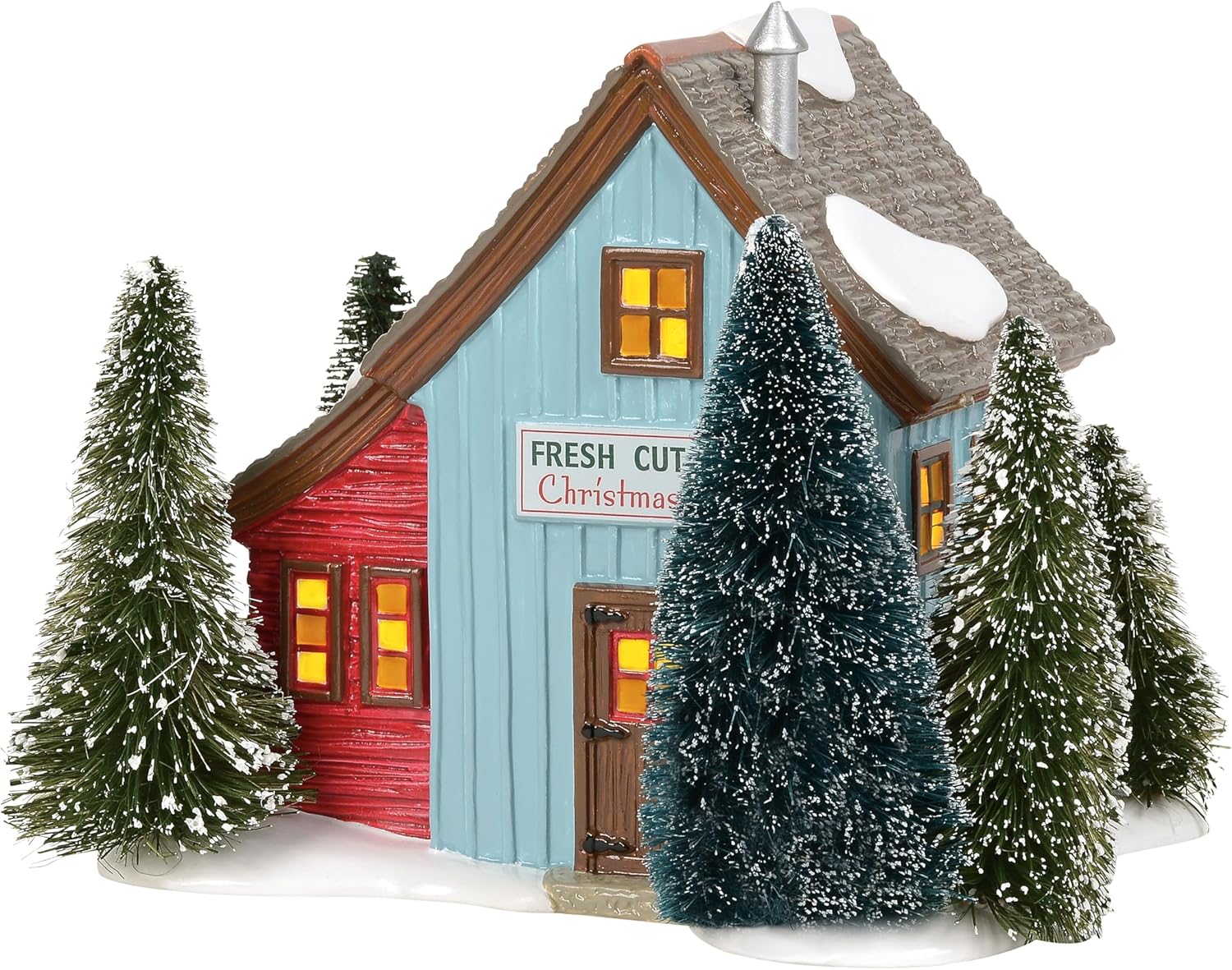 Department 56 Original Snow Village Village Farms Tree Lot Lit Building, 6.3 Inch, Multicolor, Model: 6003137