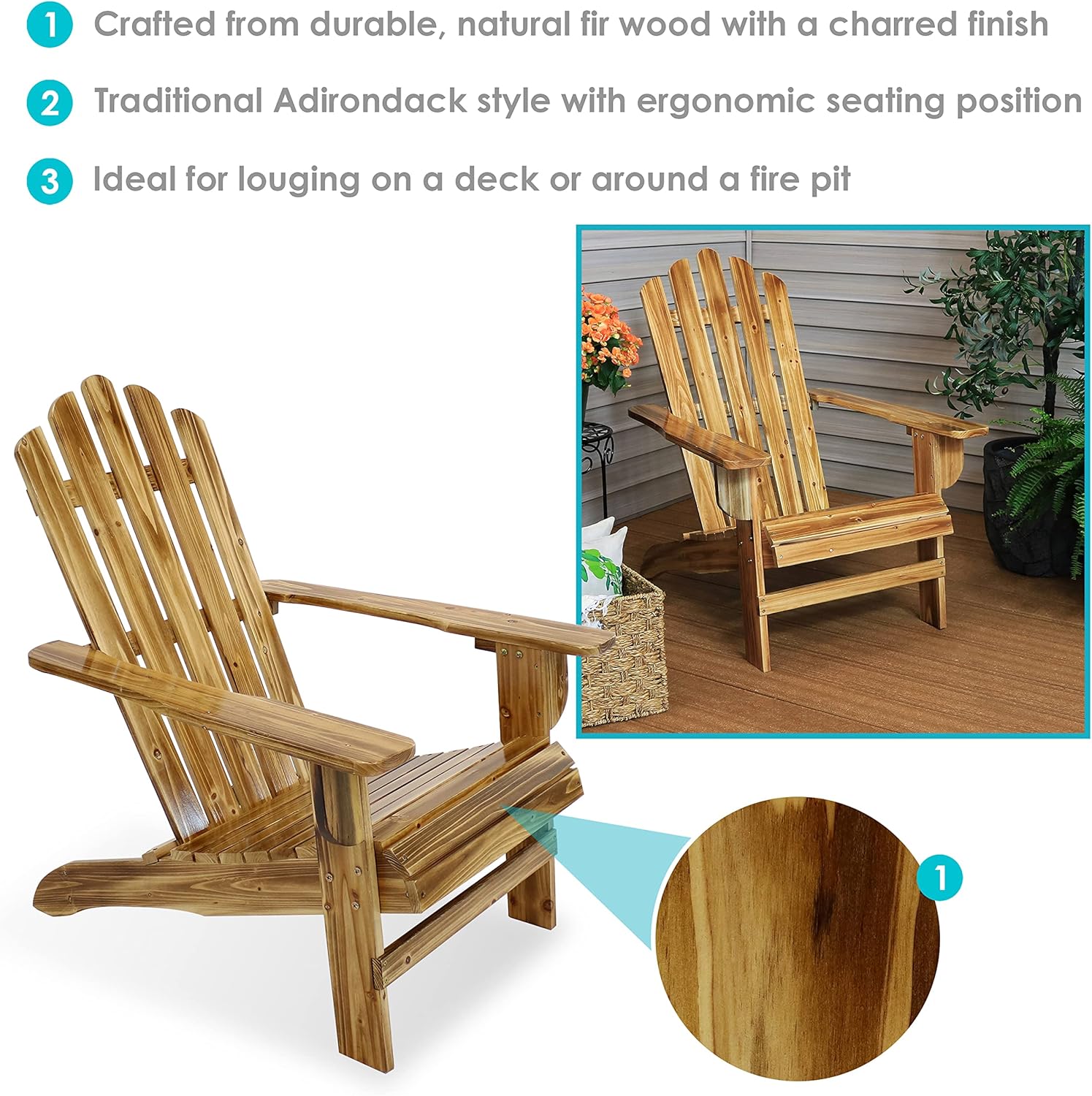 Close-up of charred fir wood finish