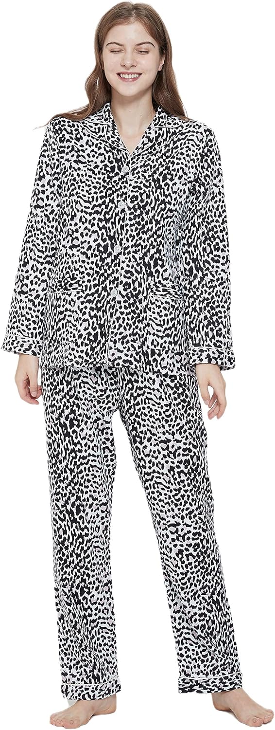 amaxer Women's Flannel Pajama Set 100% Cotton Soft Christmas Pajamas For Women Long Sleeve Pjs Button Down Warm Sleepwear - Image 3