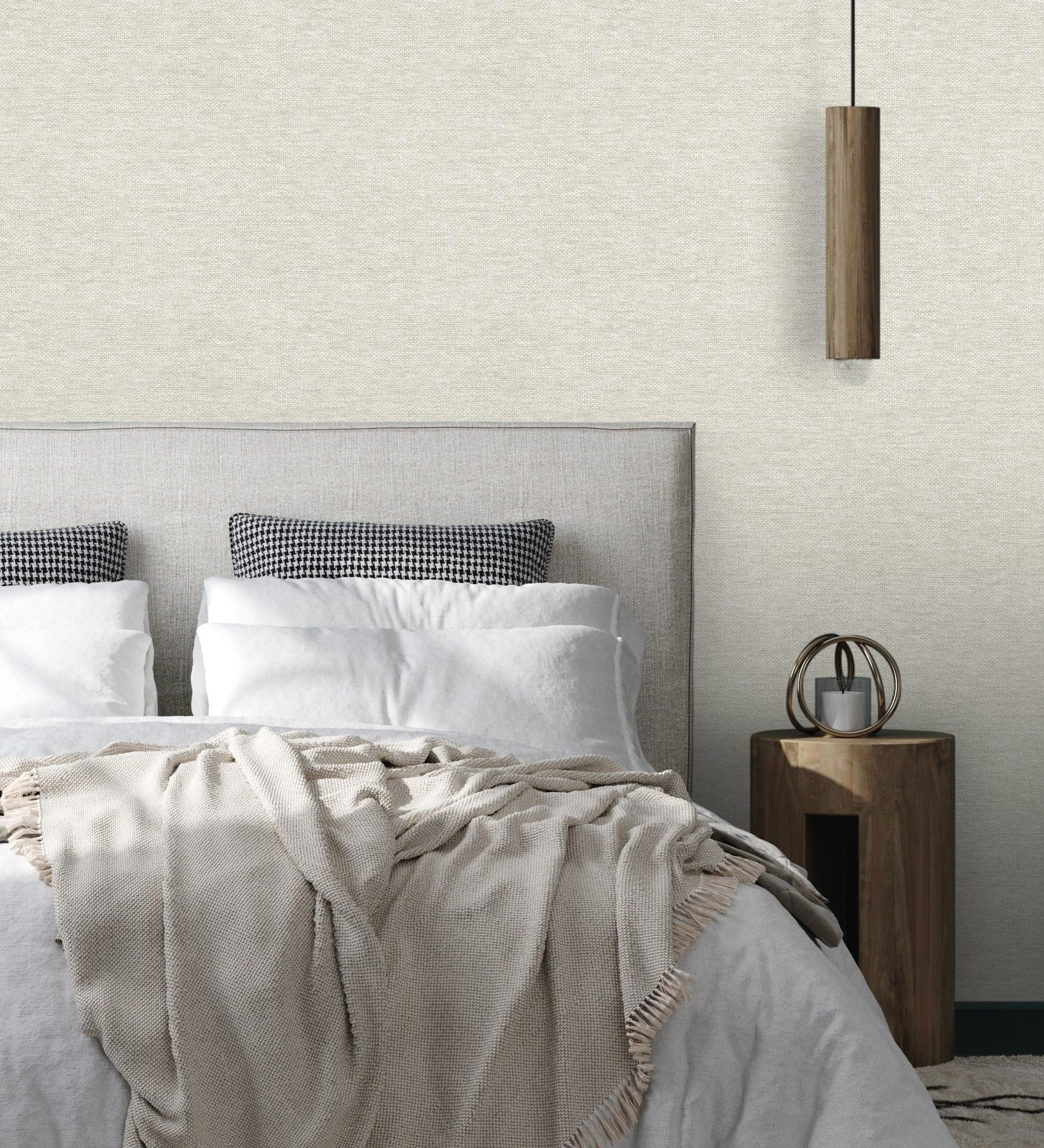 GAULAN 682880 - Vinyltapete, Strapazierfähig, Abwaschbar. Tapete mit Pflanzenfasereffekt im Raffiastil in Relief in hellem Beige für Wohnzimmer Küche - Rolle 10 m x 0,53 m