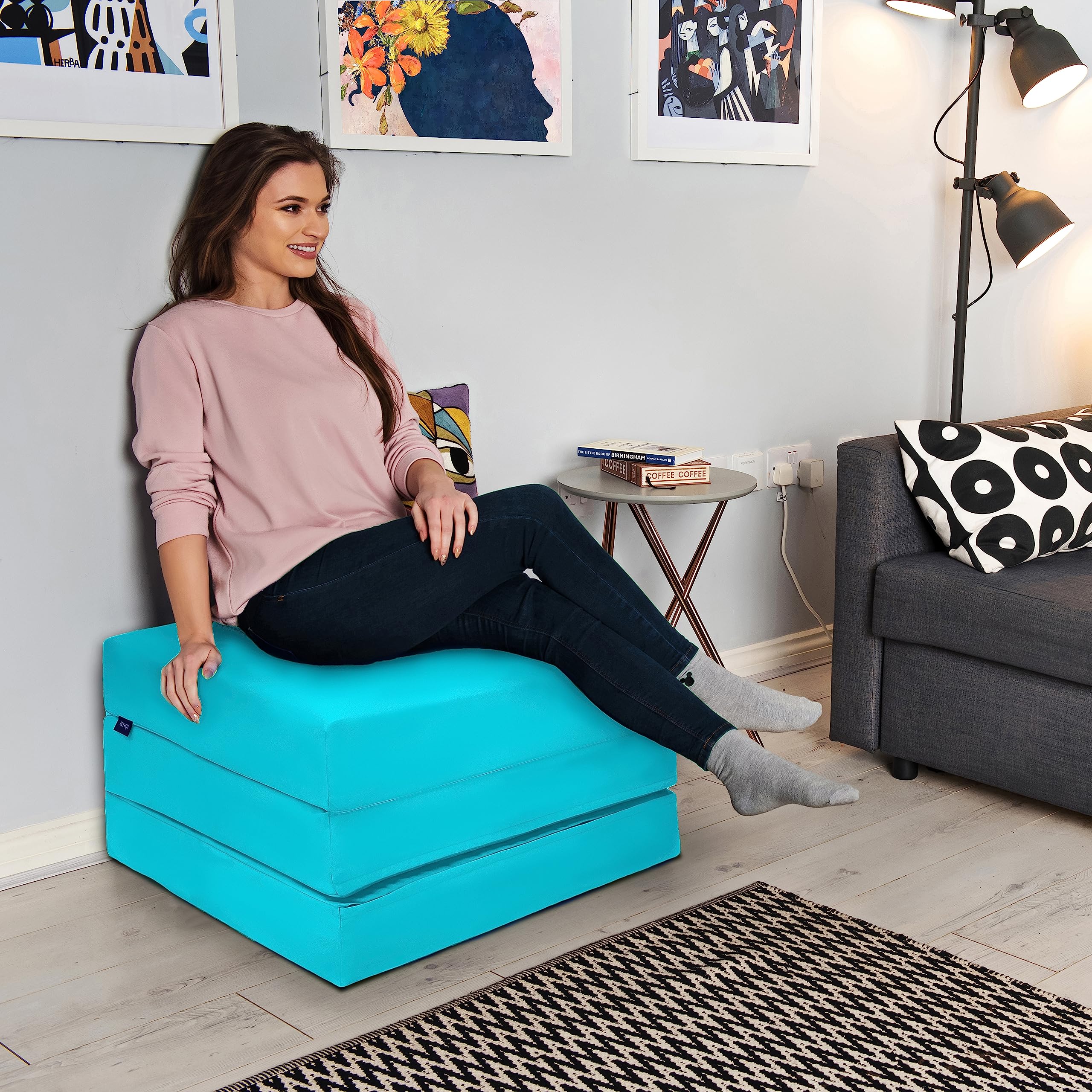 Ready Steady Bed - Materasso pieghevole singolo a Z | Letto a Z pieghevole resistente all'acqua | Materasso per bambini e ospiti per soggiorno e camera da letto | Pouf futon comodo | Divano sedia