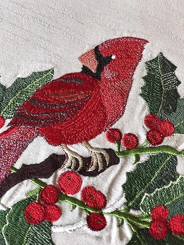 Miniatura 3 de Camino de mesa Cardinal & Holly Spring de 36 pulgadas - Camino de mesa bordado - Decoración de mesa de primavera