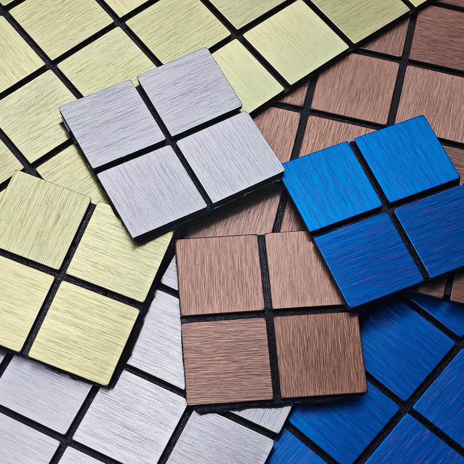 10pcs Waterproof Non-Slip Mosaic Wall Stickers, Heat-Resistant Self-Adhesive Tiles, Easy Cut & Peel for Kitchen Bathroom Bedroom Living Room (10, Coppery)