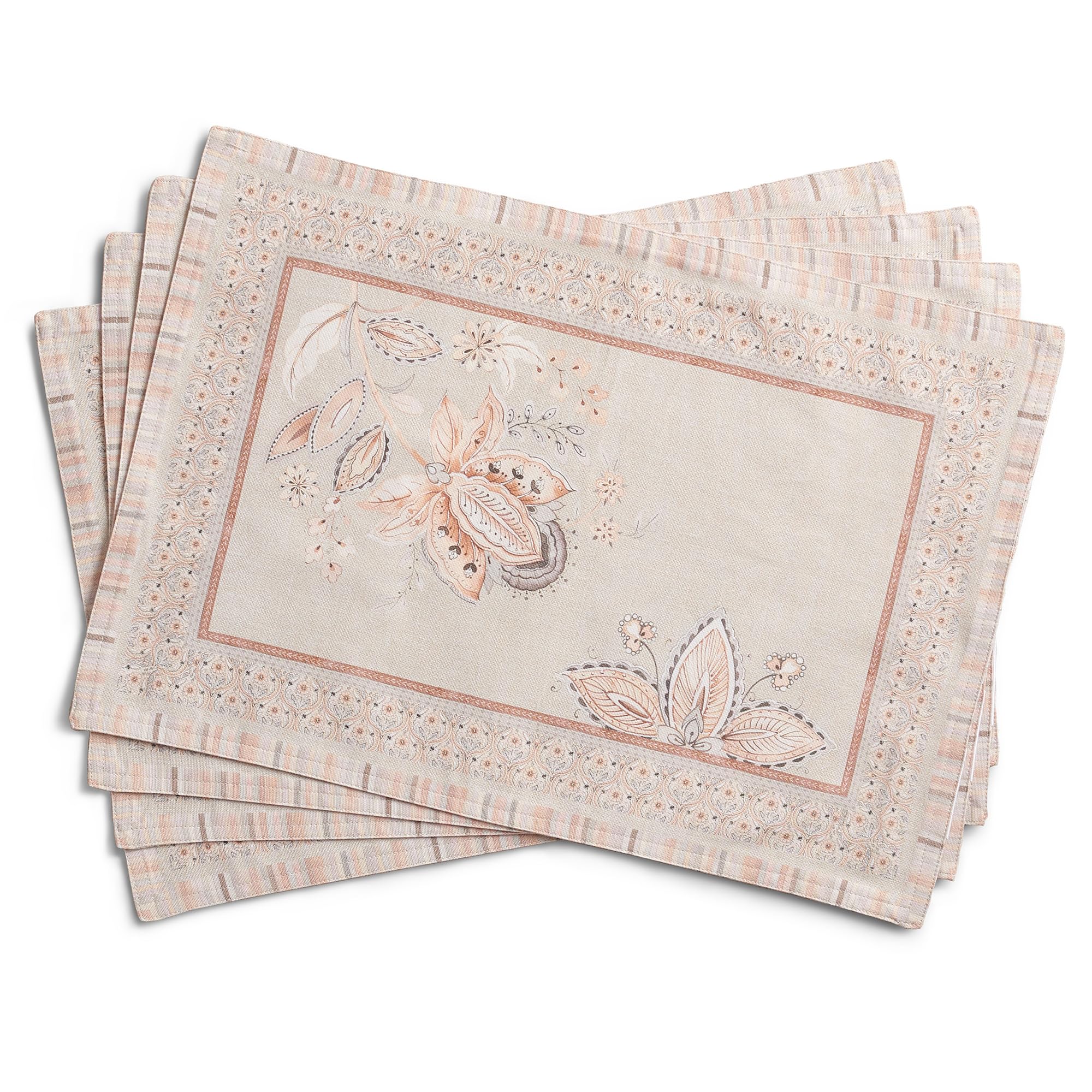 Maison d' Hermine Platzsets, 100 % gekämmte Baumwolle, Premium-Set, 4 Stück, dekoratives waschbares Stoff-Platzset, Esszimmer, Buffet-Partys und Camping – Society Florals (33 x 48,3 cm)