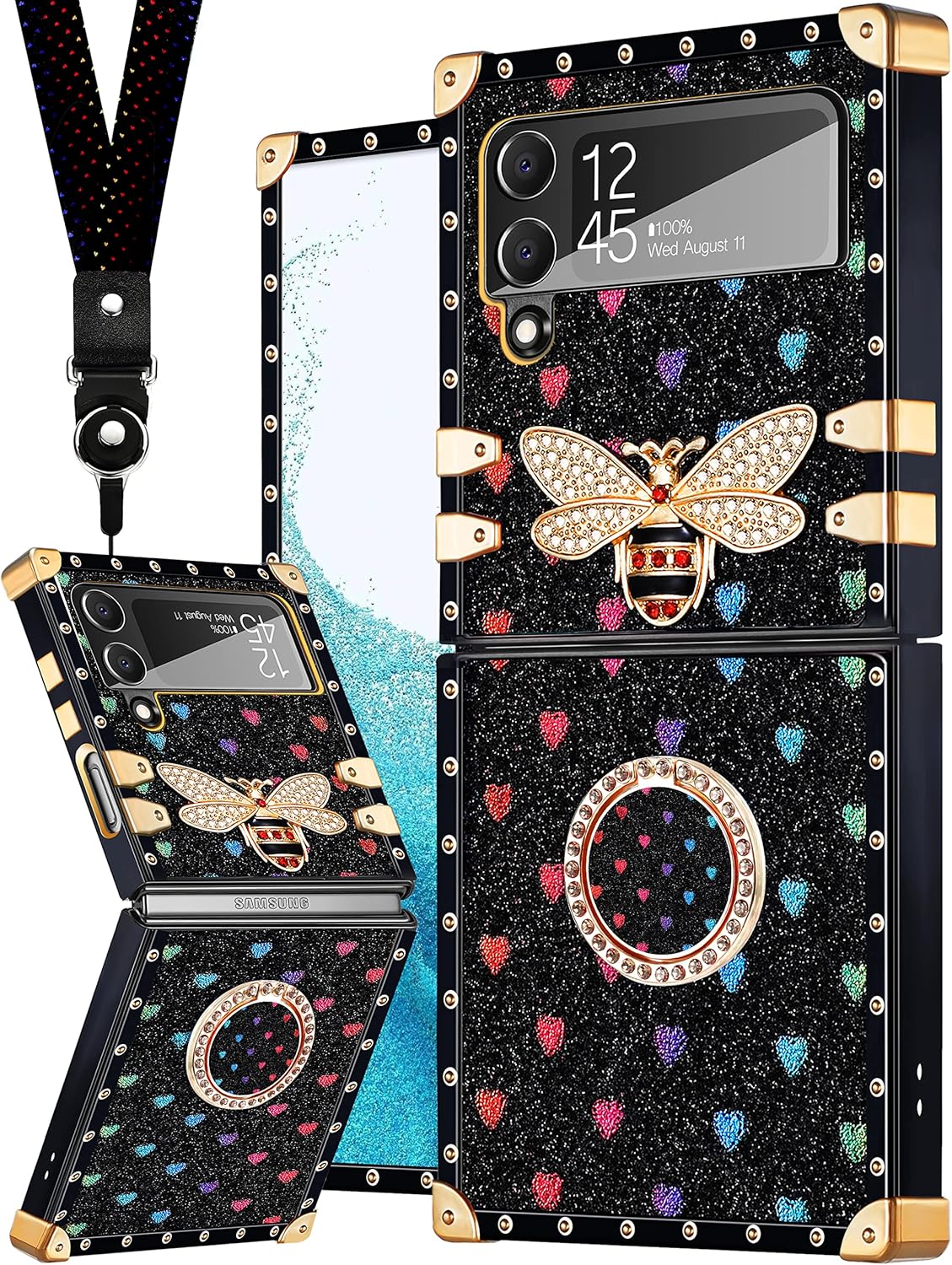 Loheckle for Samsung Galaxy Z Flip 4 Case for Women, Designer Square