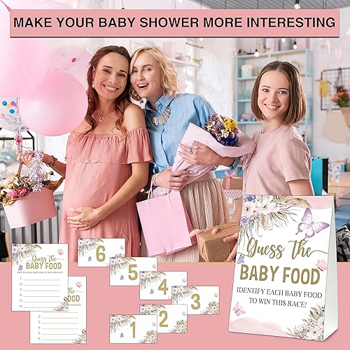 Vista 64 de Guess the Baby Food Party Games, Baby Shower Game Set, 1 Standing Sign + 25 Answer Cards + 6 Number Cards, Brown Bear Gender Reveal Party