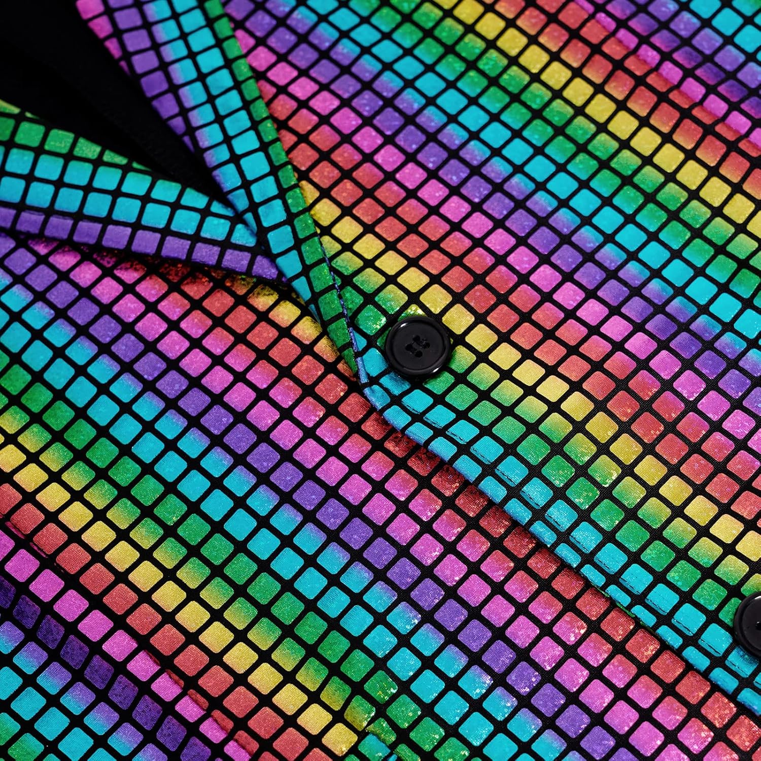 Men's 70s Disco Outfit Sequin Suit Set Metallic Shiny Jacket Slim Fit Pants Party Costume - Image 5