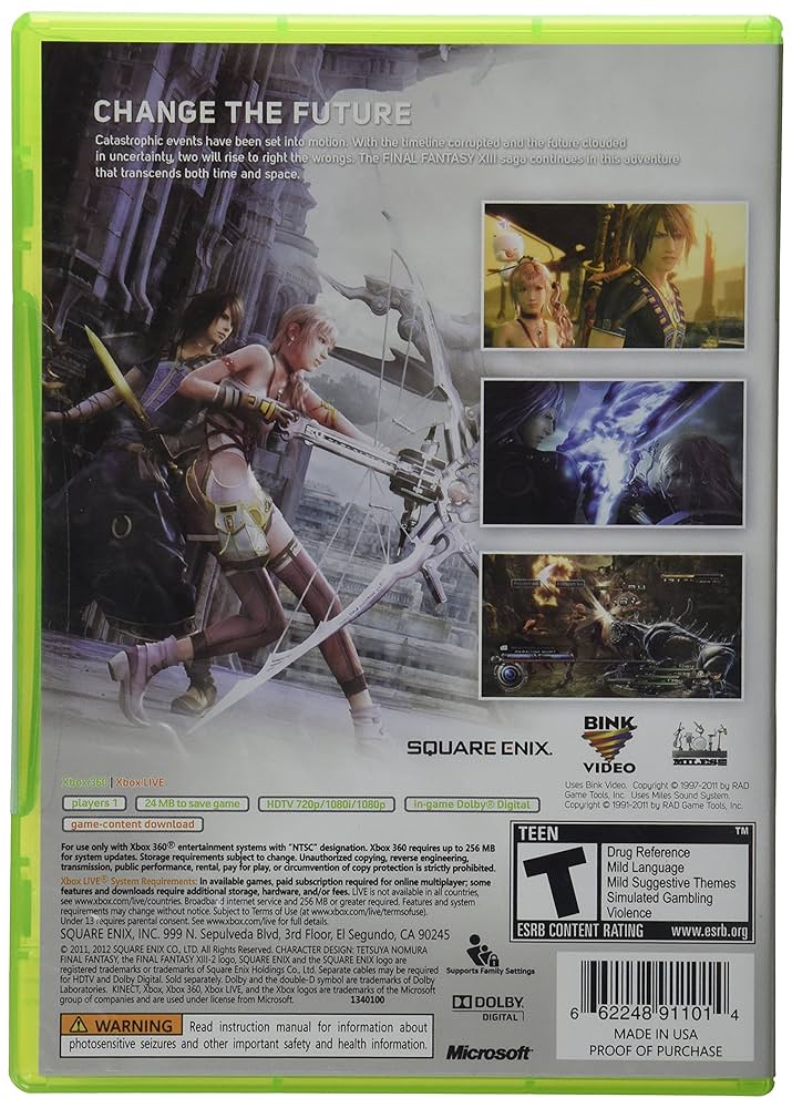 (未使用･未開封品)　ファイナルファンタジーXIII-2 - Xbox360 tu1jdyt FINAL FANTASY XIII - 2 XBOX 360 / X BOX 360 STEELBOOK