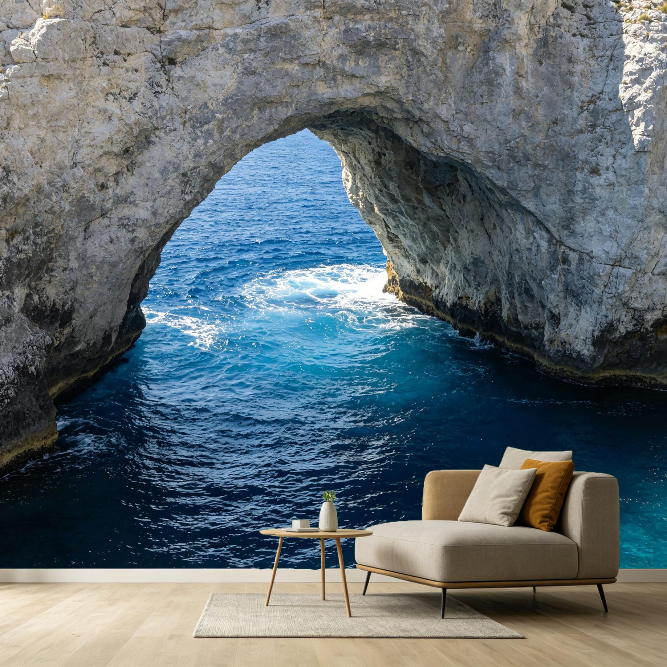 Custom Size Wall Murals Coastal Ocean Marine Natural Stone Arch 3D Trompe L'Oeil SelfAdhesive Wall Fabric Removable Large Wallpaper for Photo Living Room