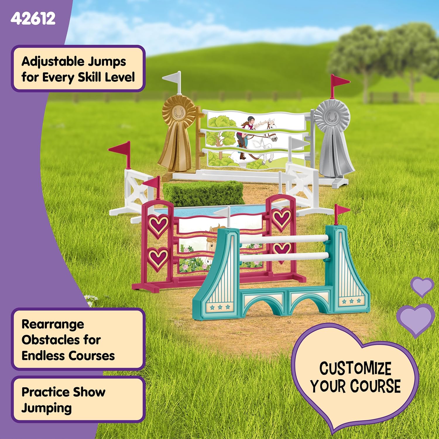 Schleich Horse Club - 30PC Obstacle Course Accessories for Horse Figurines - Show Jumping Playset with Adjustable Hurdles - Fun Steeplechase Equestrian Toys for Screen-Free Play - Kids 5+ | 42612 - Image 5