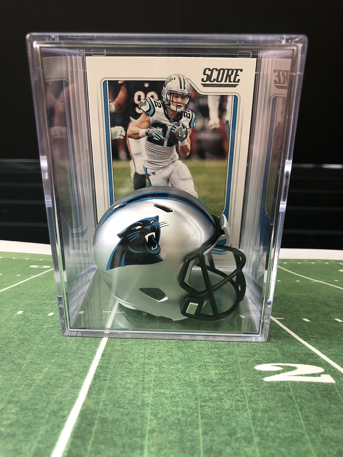 Carolina Panthers NFL Helmet Shadowbox w/Christian McCaffrey card