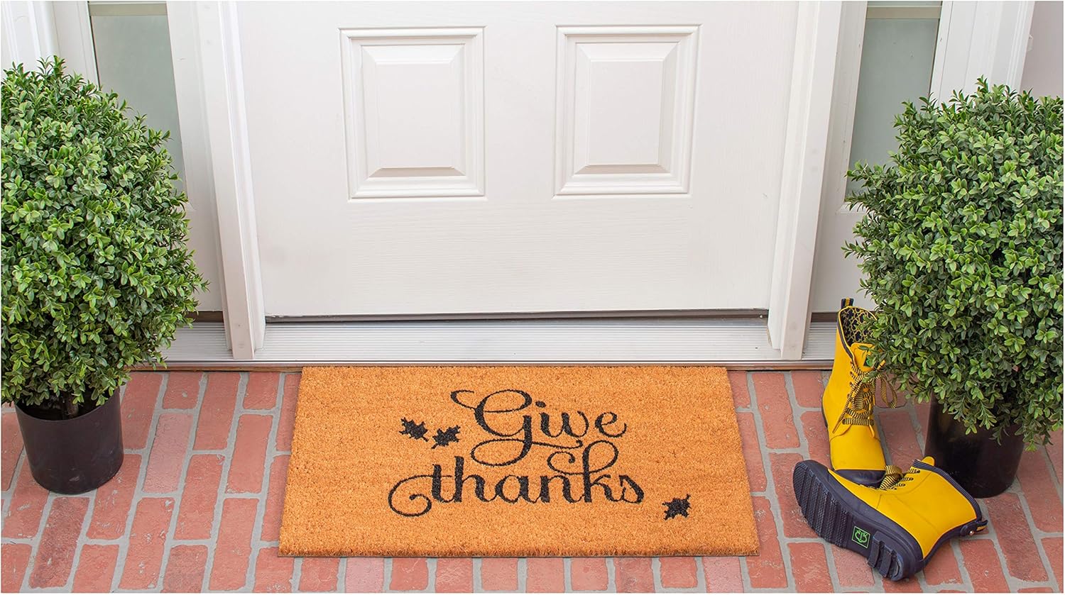 Calloway Mills AZ102411729 Gratitude Doormat, 17" x 29", Natural/Black