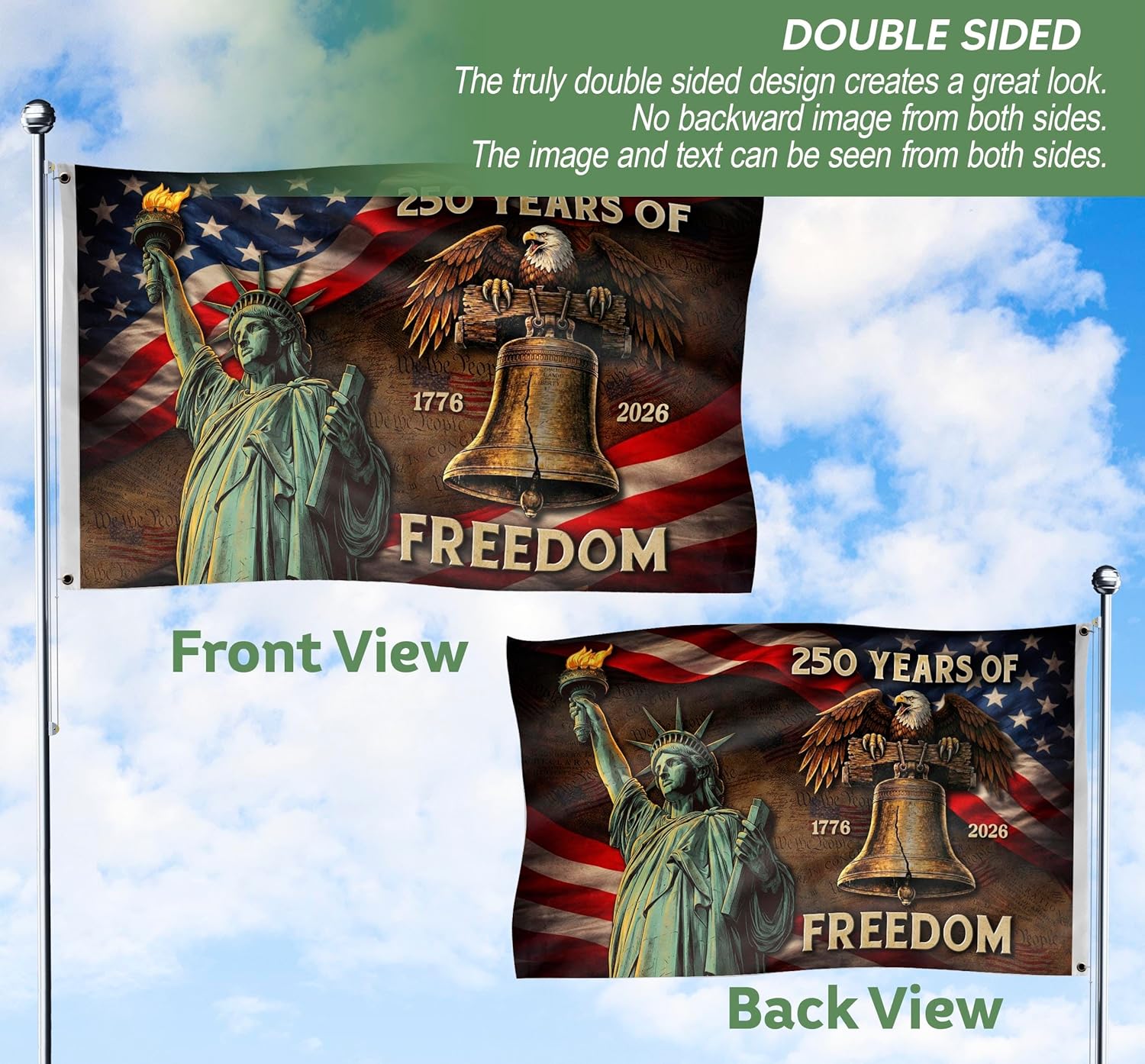 Eagles House Flag, 250 Anniversary Usa Flag Two Sided Printed 3x5 Ft, 250th Anniversary Flag, 250th Anniversary Banner 2