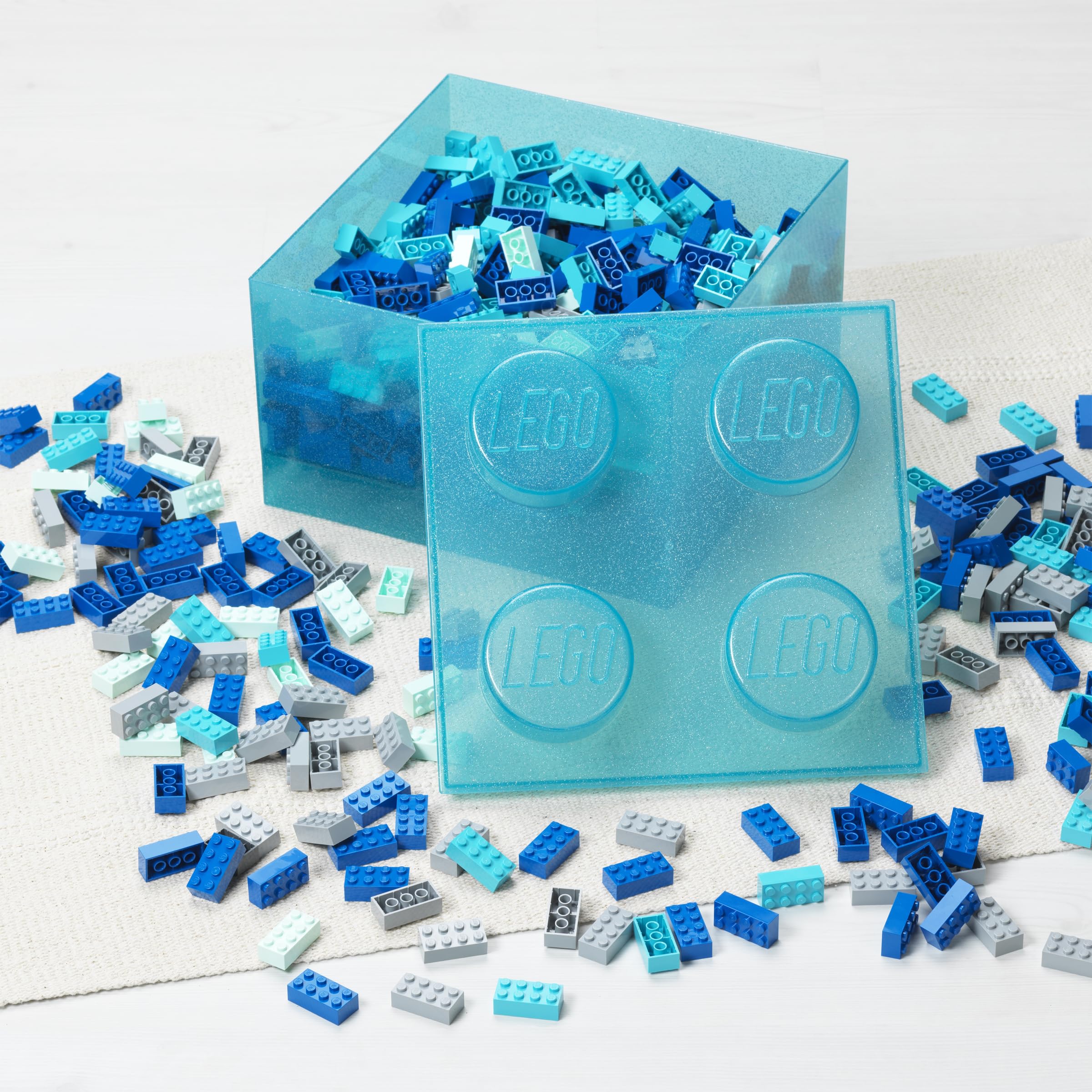 Room Copenhagen LEGO Storage Brick 4 Knobs Glitter Light Blue - Image 3