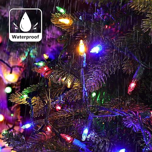 Miniatura 4 de Joomer Mini tira de luces de Navidad Paquete de 2 tiras de 200 luces LED enchufables en total de 39 pies, luces de hadas impermeables conectables