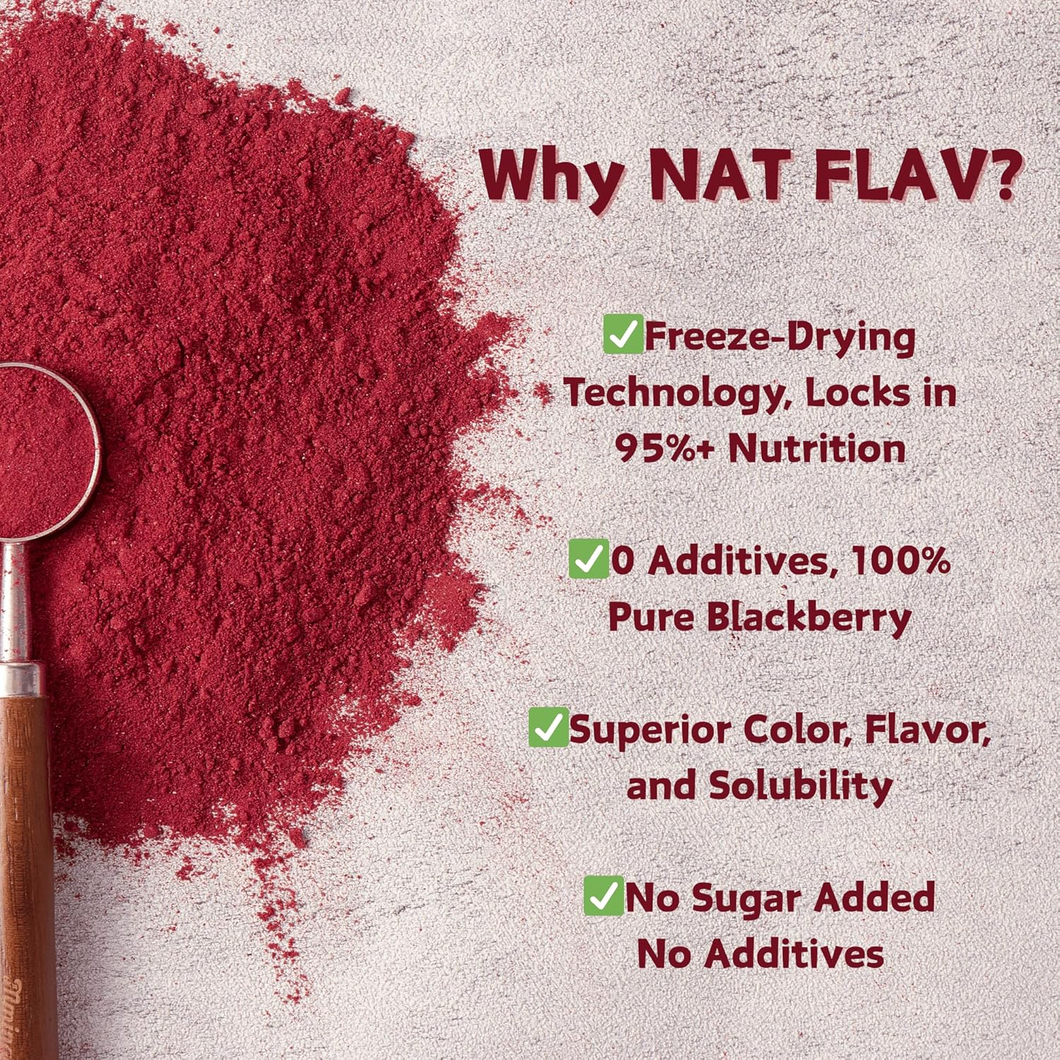 NAT FLAV Freeze Dried Blackberry Powder – 100% Natural, No Added Sugar, No Additives | 7oz | Vibrant Superfood for Smoothies, Baking & Natural Coloring - Image 3