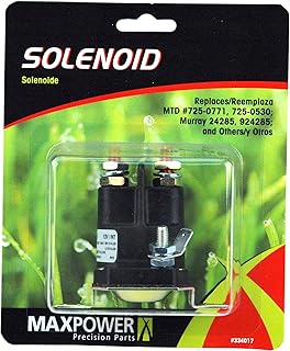 Maxpower 334017 Starter Solenoid Replaces Ariens 30577, Husqvarna 539101714, MTD 725-0530, Murray 24285, Toro 11-1674 and Many Others