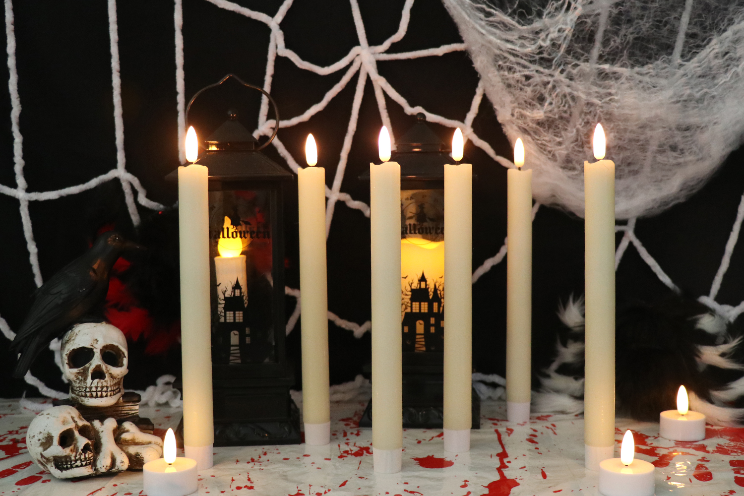 Image of Eldnacele Flameless Taper Candles Flickering with Remote Timer Realistic 3D Wick, Battery Operated Window Taper Candlestick Set of 8 White for Christmas Festival Wedding Home Decoration - Cream