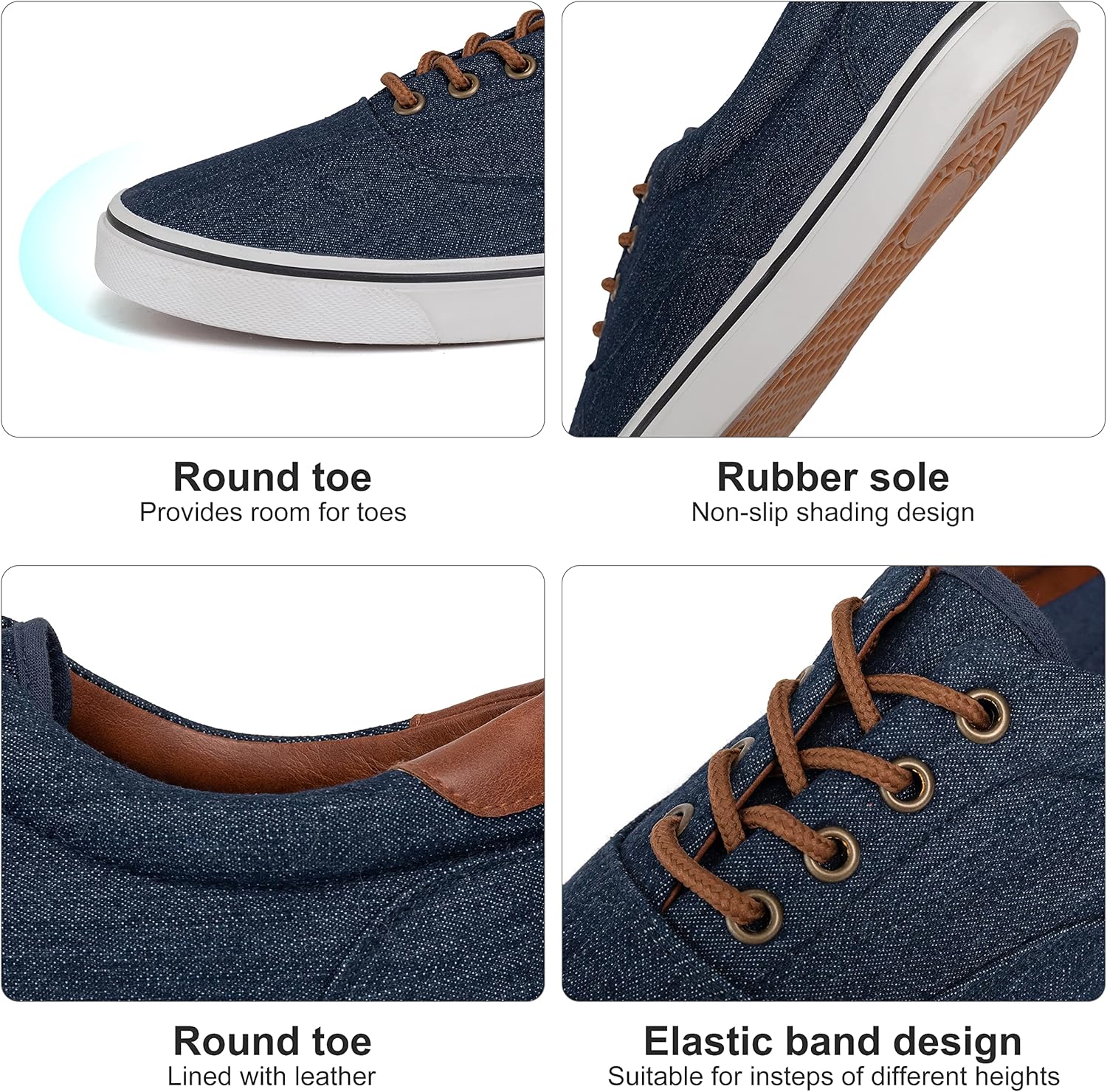 Men's Black Classic Low Top Shoes Canvas Fashion Sneaker with Soft Insole Causal Dress Shoes for Men Comfortable Walking Shoes - Image 4