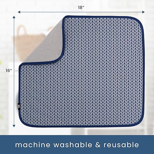 Miniatura 150 de S&T INC. Tapete de microfibra para secado de platos, reversible y absorbente para cocina, de 16 x 18 pulgadas, color negro