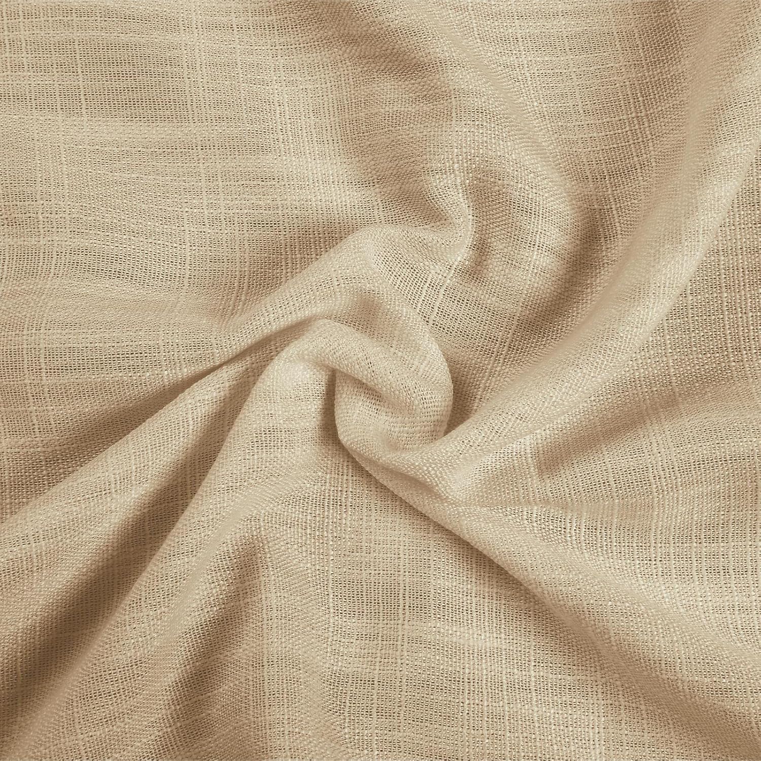 TWOPAGES Grommet Drape for Bedroom, Lightweight Double Layers Lined Curtain Linen Blend Light Filtering Room Darkening Window Treatment Curtain Panel (1 Panel, Flax, 52W x 63L)