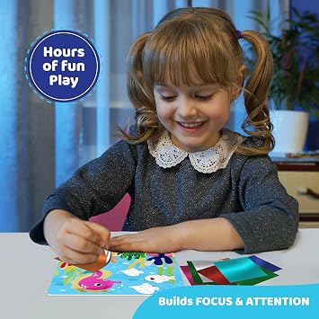 jackinthebox ホイルバイナンバーオーシャン 散らからないアート&クラフトキット 子供用 楽しいホイルアート スクラップブッキングクラフトキット DIYクリエイティブアクティビティ 旅行おもちゃ スクリーンフリー誕生日ギフト 4歳 5歳 6歳 7歳 8歳 9歳向け