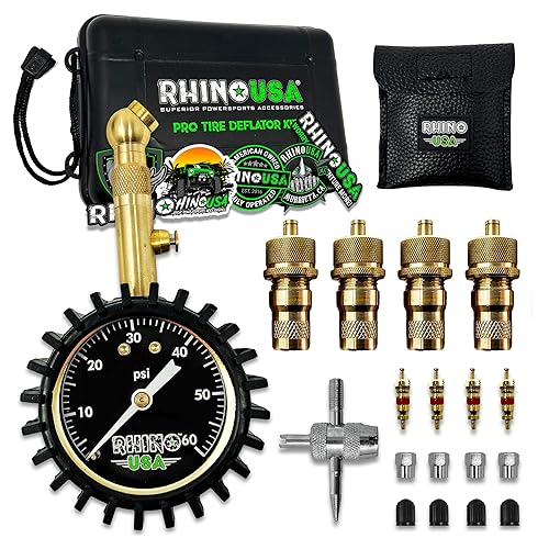 Miniatura 8 de Rhino USA Desinfladores rápidos de neumáticos con calibre (0-60 psi) herramienta automática y ajustable de aire para neumáticos, esfera brillante