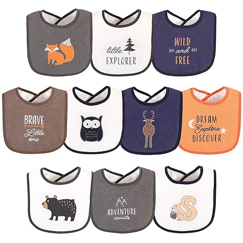 Miniatura 31 de Hudson Baby Baberos absorbentes unisex para bebé de felpa de algodón con relleno de fibra, ojos guapos, talla única