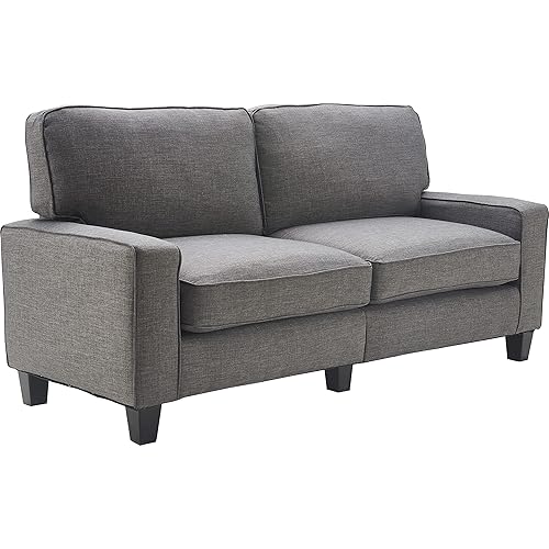 Serta Palisades Upholstered Sofas for Living Room Modern Design Couch, Straight Arms, Soft Fabric Upholstery, Tool-Free Assembly, 73" Sofa,Grey