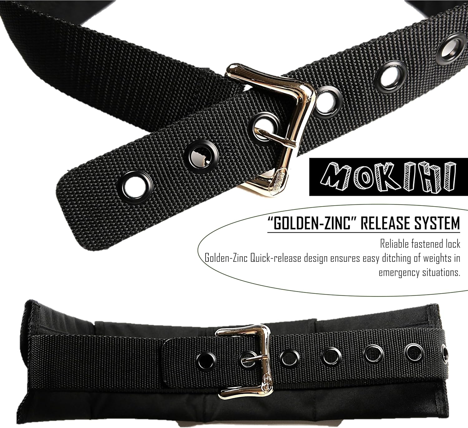 Pro Scuba Diving Weight Belt with 4 Pockets, Quick Release Buckle, Adjustable Waist 115cm, Lead Protection, Heavy-Duty for Scuba, Freediving, Spearfishing