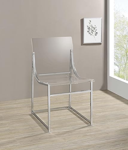 Miniatura 2 de Coaster Home Furnishings Silla auxiliar de comedor de acrílico transparente y cromado