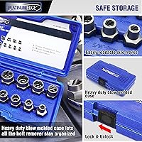 Vista 8 de PLATINUMEDGE 13 Pieces Impact Bolt & Nut Remover Set, Stripped Bolt Extractor Set, Cr-Mo Extraction Tool Set with Solid Storage Case, Easy Out