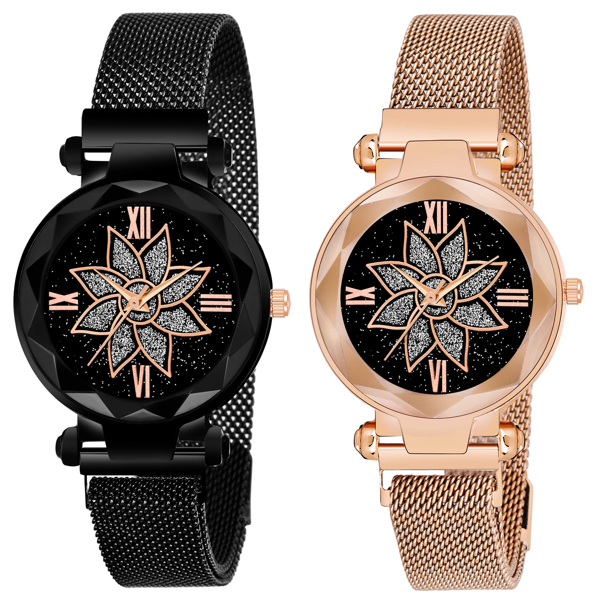 FROZIL Black Gold Dial Combo Magnetic Watches for Girls(S-473-476) (B085916238) Amazon Price History, Amazon Price Tracker