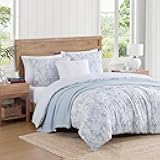 Comforter Set, Luxuriously Soft Cotton Slub Bedding with Matching Shams, Abstract Inspired Design (Ethereal Floral Blue, Full/Queen)